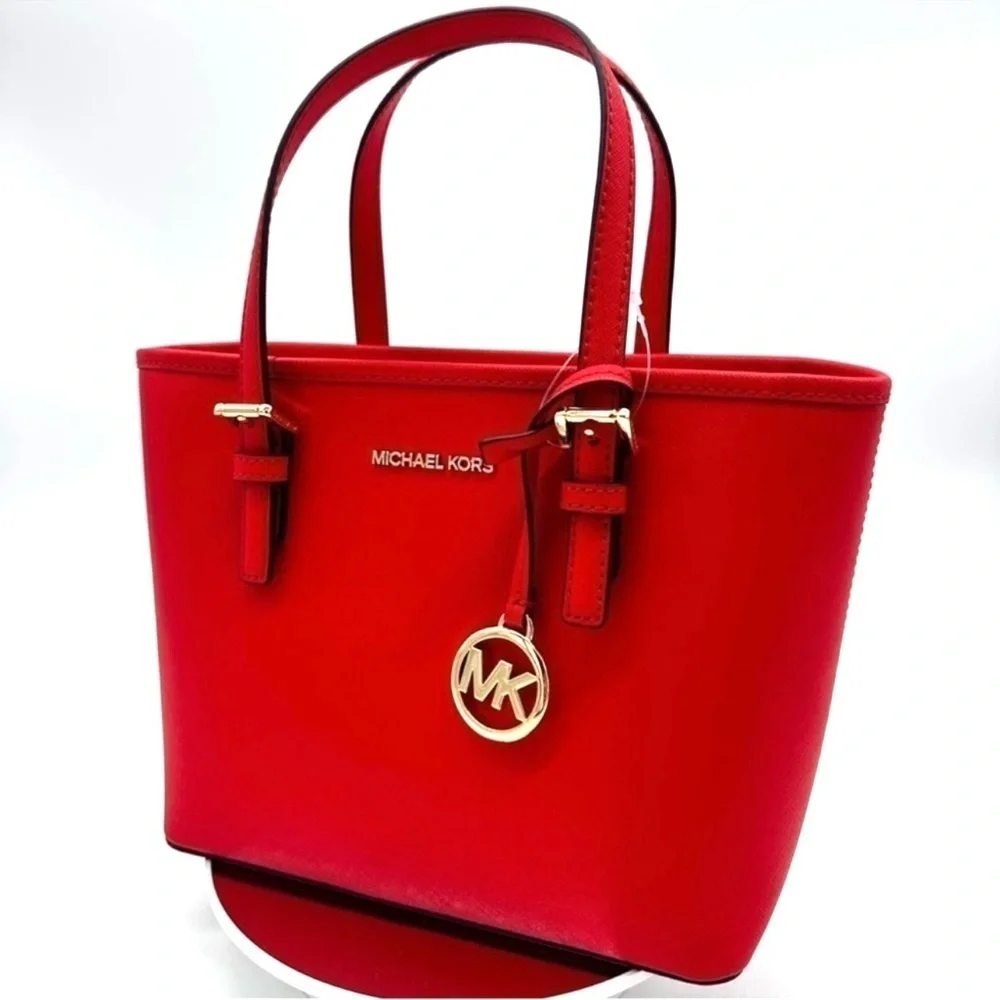 Michael Kors Jet Set Travel Extra-Small Top Zip Tote Bag Red